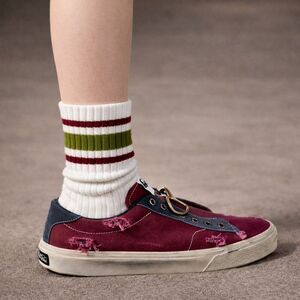 American Trench Chive/Berry Retro Stripe Crew Socks Universal Fit